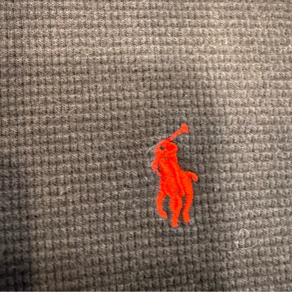 Polo Ralph Men’s Long Sleeve Shirt Waffle Knit Black 100% Cotton Red Pony - Picture 3 of 6